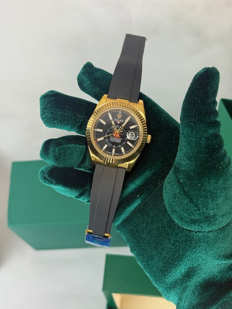 Rolex skydweller oysterflex, Ophalen of Verzenden, Nieuw, Zwart, IOS