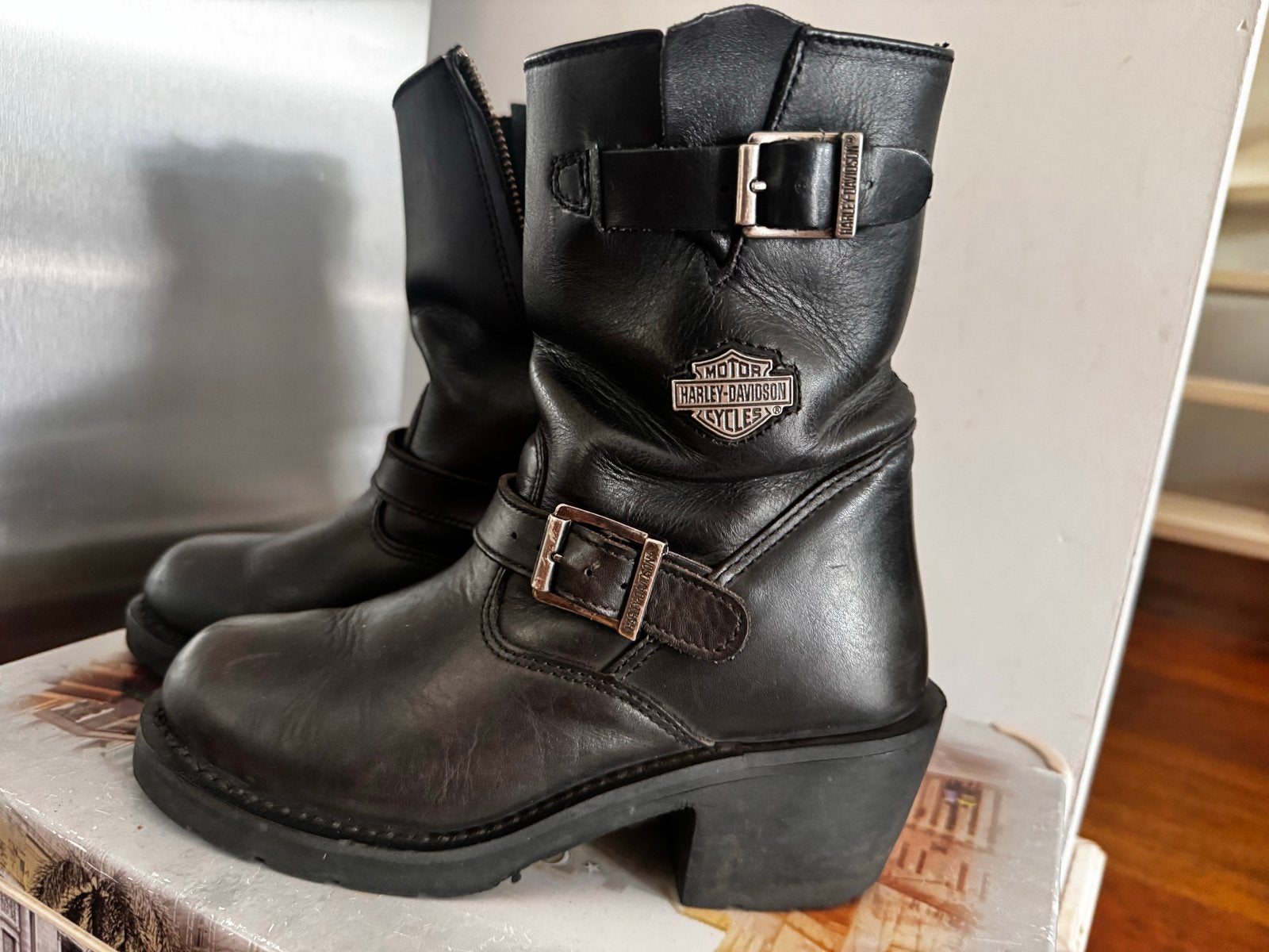 Harley-Davidson laarzen maat 36 (37 , valt klein), Ophalen of Verzenden, Gedragen, Zwart, Lage of Enkellaarzen