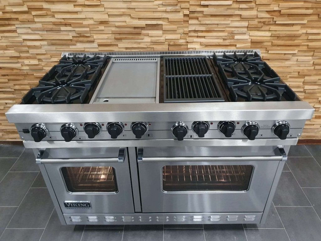 Luxe Viking Fornuis 121cm RVS 2 elektrische ovens 4 pits, Niet ingevuld, 60 cm of meer, Niet ingevuld, Ophalen of Verzenden