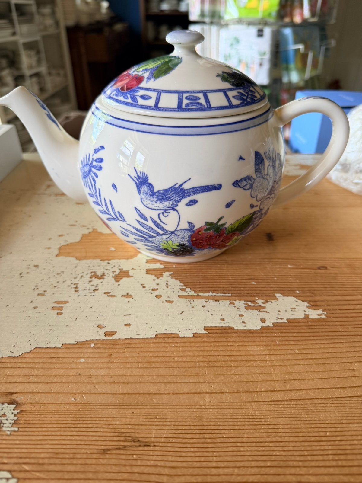 Gien OISEAU BLEU FRUIT theepot, Ophalen of Verzenden, Zo goed als nieuw, Overige stijlen, Overige typen