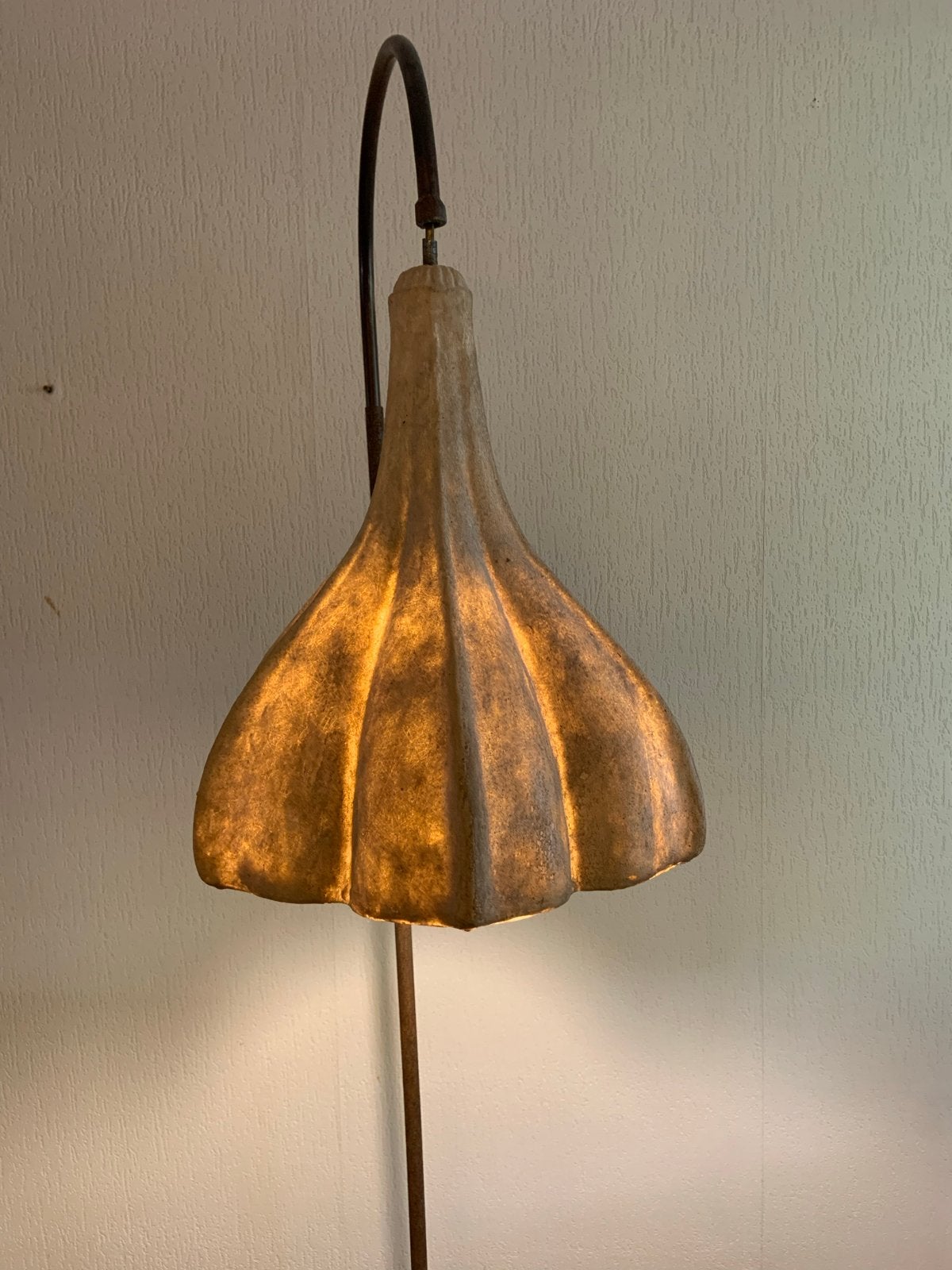 Vintage Vloerlamp met Unieke harde vilten Kap, Ophalen
