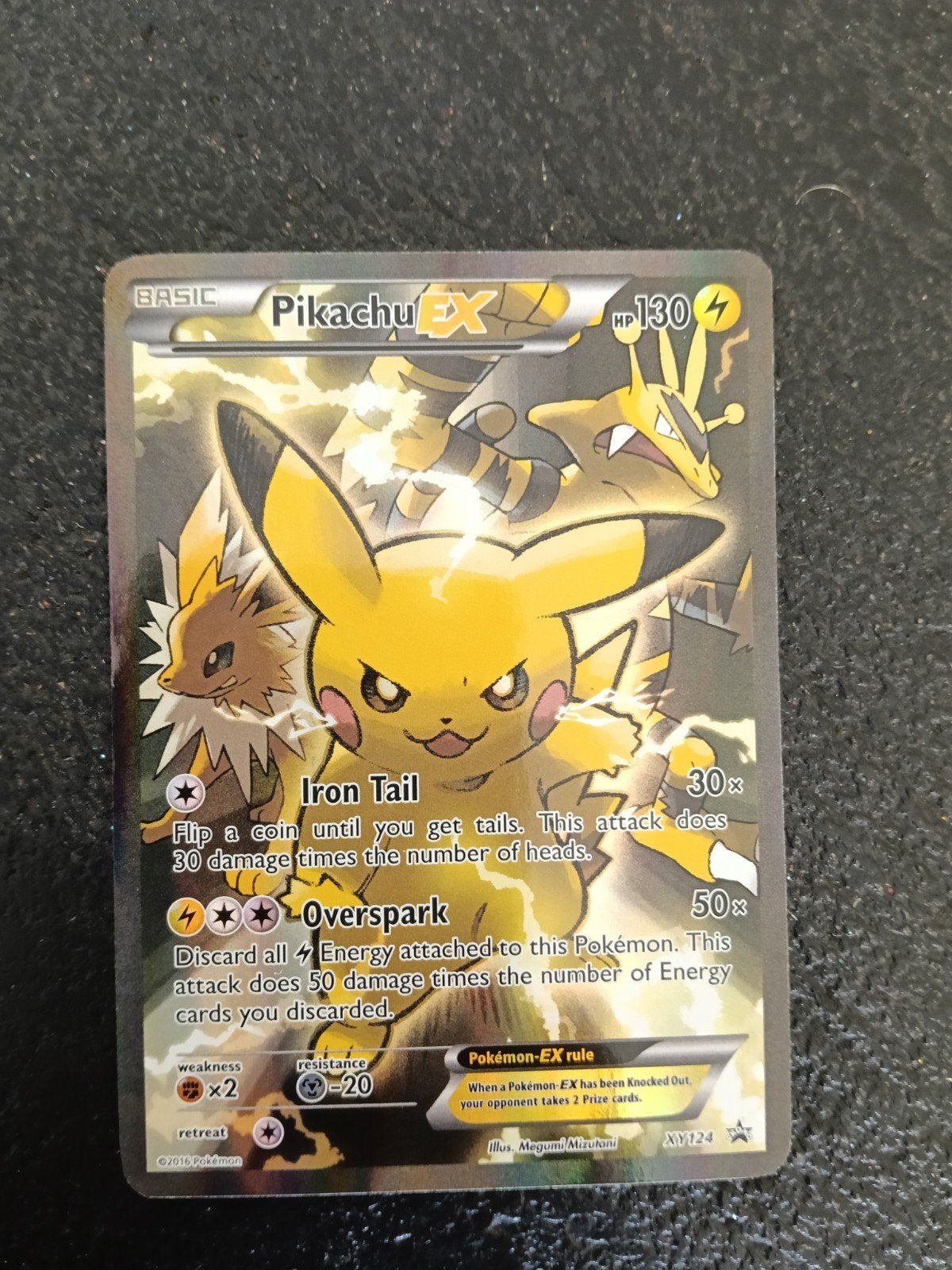 Pikachu EX XY124 Pokémon Kaart - Full Art Foil, Ophalen, Gebruikt, Losse kaart, Foil