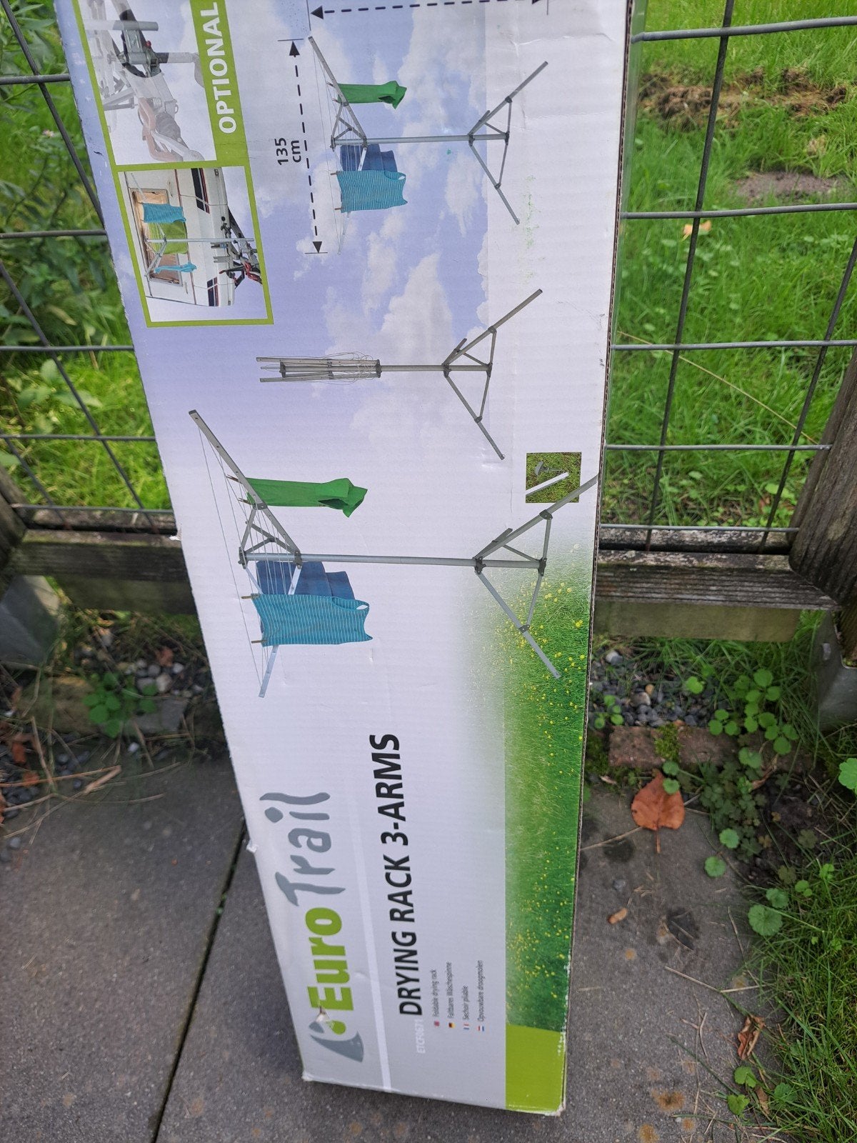EuroTrail Droogmolen 3-Arms - Aluminium, Grijs, Ophalen, Gebruikt, Droogmolen