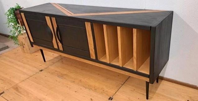 Prachtig vintage dressoir Platenkast, Ophalen, Hout, Cd's