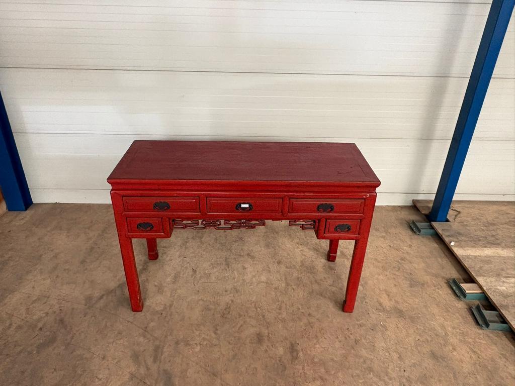 Chinese rode sidetable + stoel + kastje | vintage meubel set, Ophalen of Verzenden