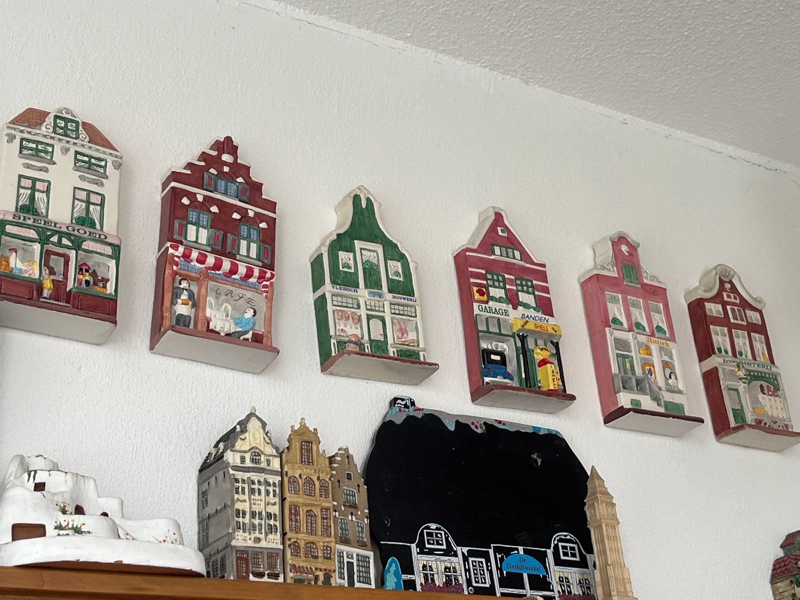 Set van 6 ESSO gevelhuisjes wanddecoratie, Ophalen of Verzenden, Gebruikt, Overige typen