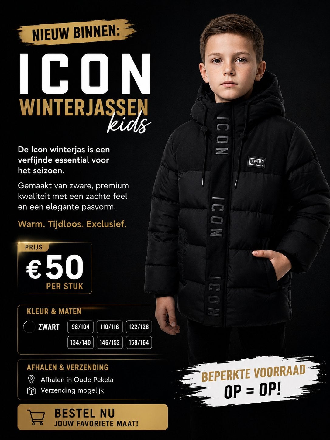 Icon winterjas kids diverse maten, Kinderen en Baby's, Kinderkleding | Overige, Ophalen of Verzenden, Nieuw, Jongen
