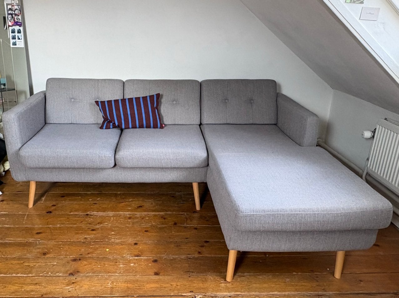 Bank Scandinavische stijl- grijs, Ophalen, Gebruikt, 75 tot 100 cm, 200 tot 250 cm