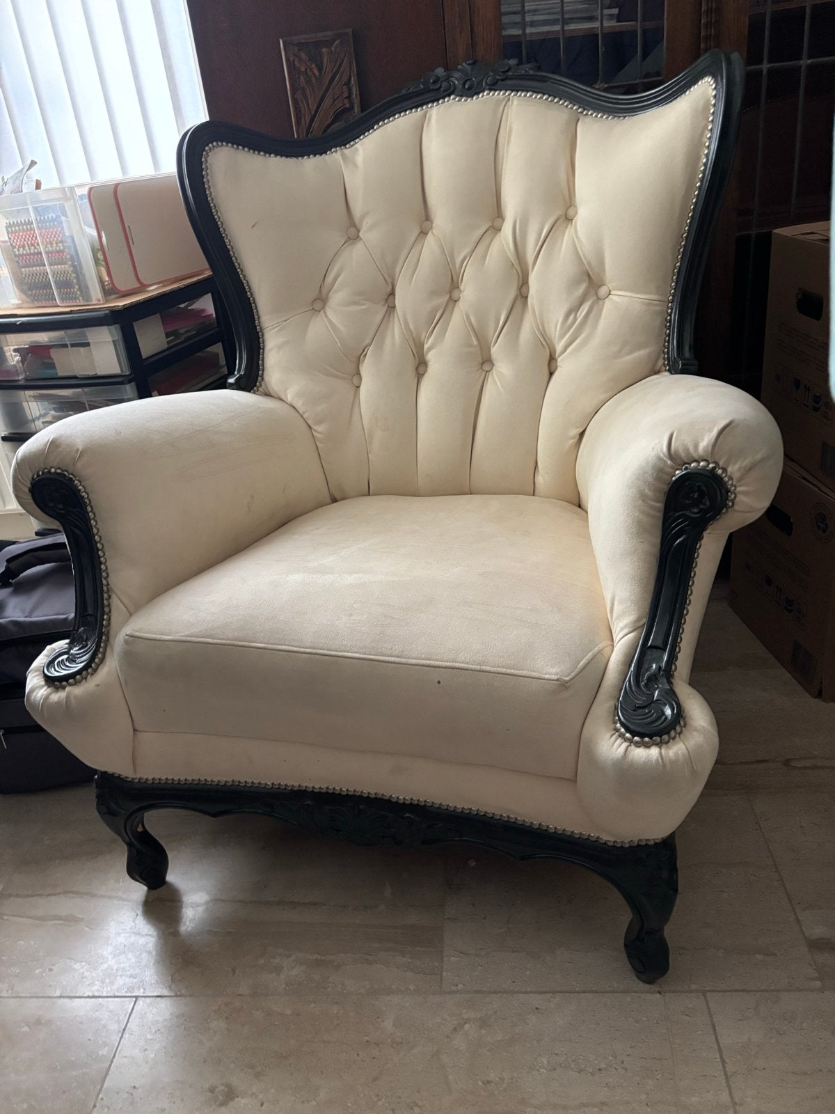 Elegante dames en heren fauteuil, Ophalen, Gebruikt, Hout, 75 tot 100 cm