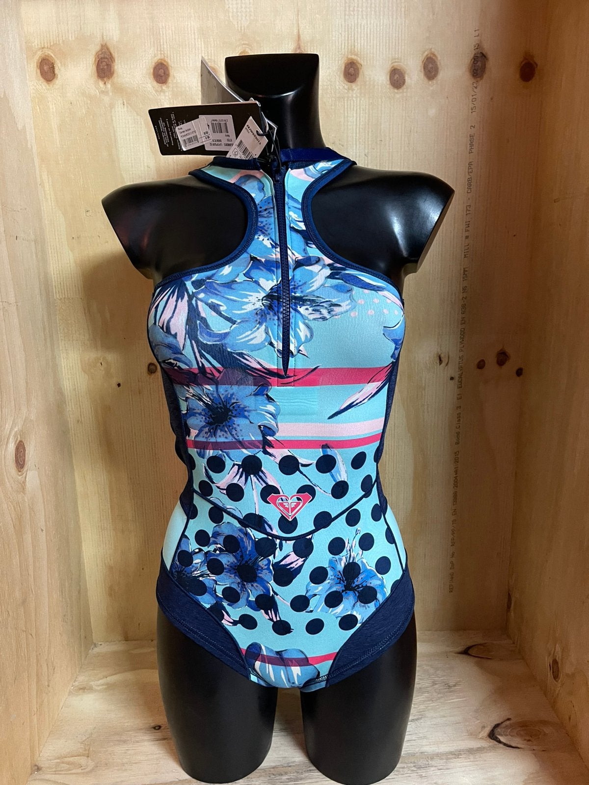 Roxy wetsuit badpak maat s met rits, Verzenden, Nieuw, Blauw, Badpak