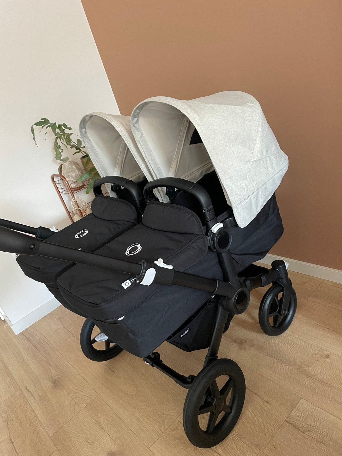 Bugaboo Donkey 5 Duo/Tweelingwagen Compleet zwart/beige, Kinderen en Baby's, Kinderwagens en Combinaties, Ophalen, Gebruikt, Combiwagen
