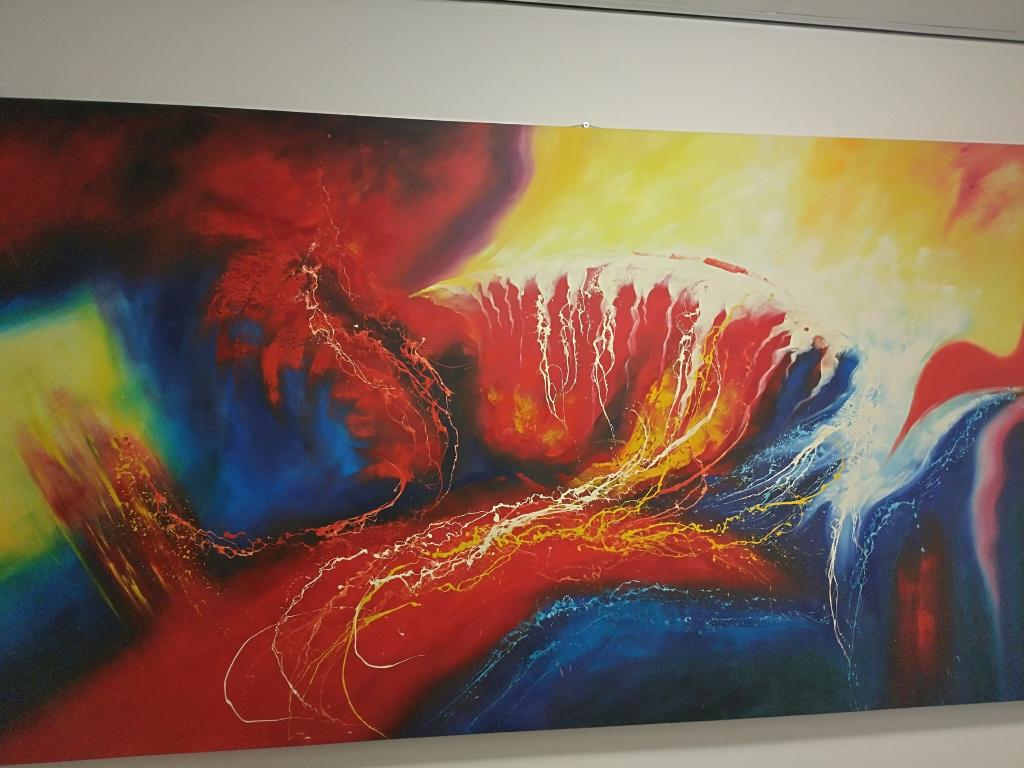 Groot modern schilderij "Waves of Fire" (120x240 cm!!), Ophalen
