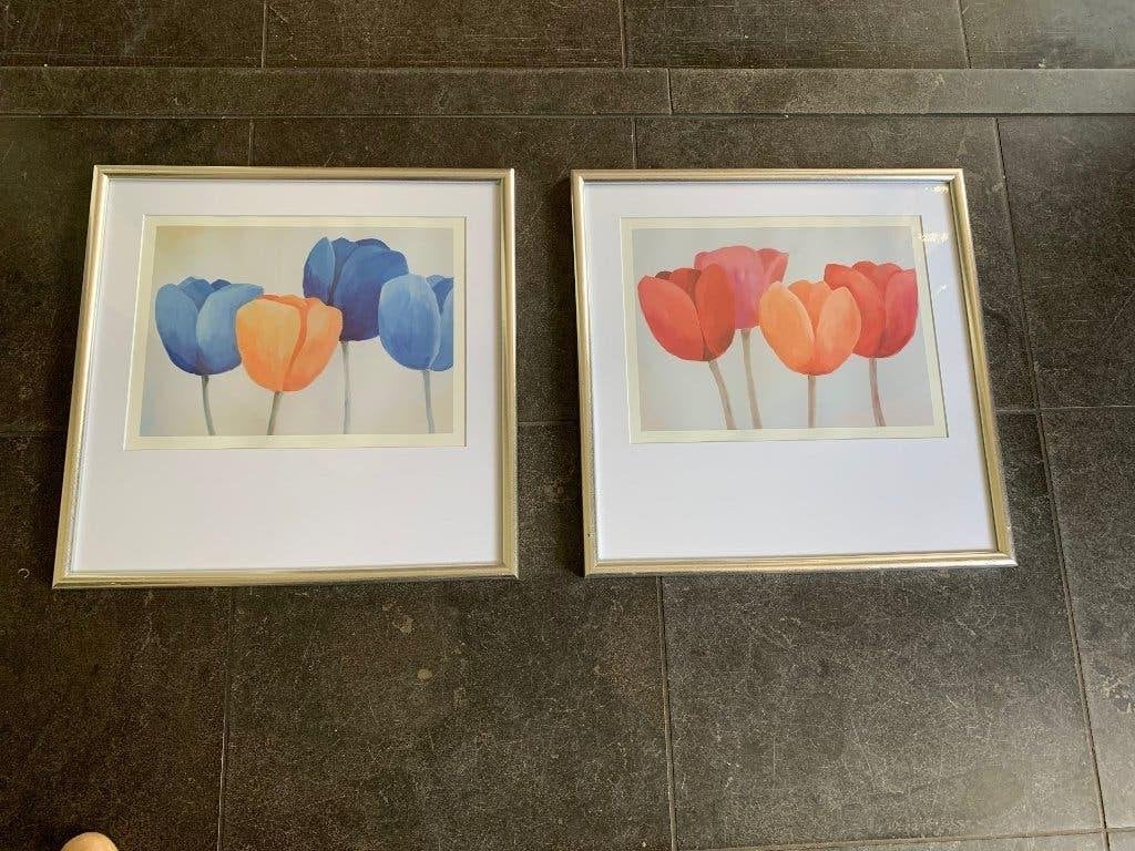 Britta Hansen zeefdruk 2x handgesigneerd, Antiek en Kunst, Zeefdruk, Ophalen of Verzenden, Overige materialen, Bloemen