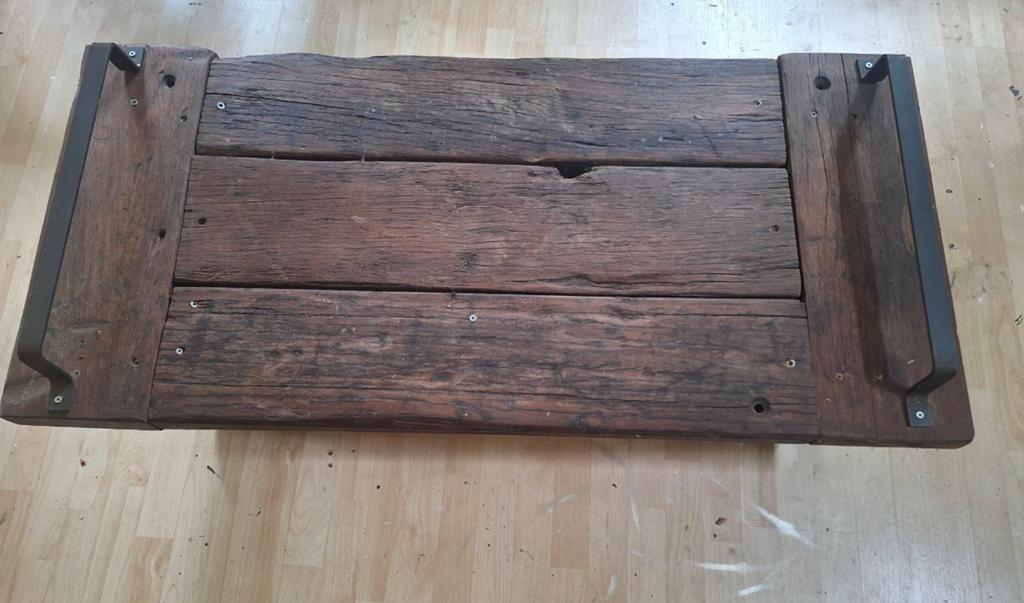 massief houtentafel met wielen, Ophalen, Vierkant, 50 tot 100 cm, Zo goed als nieuw
