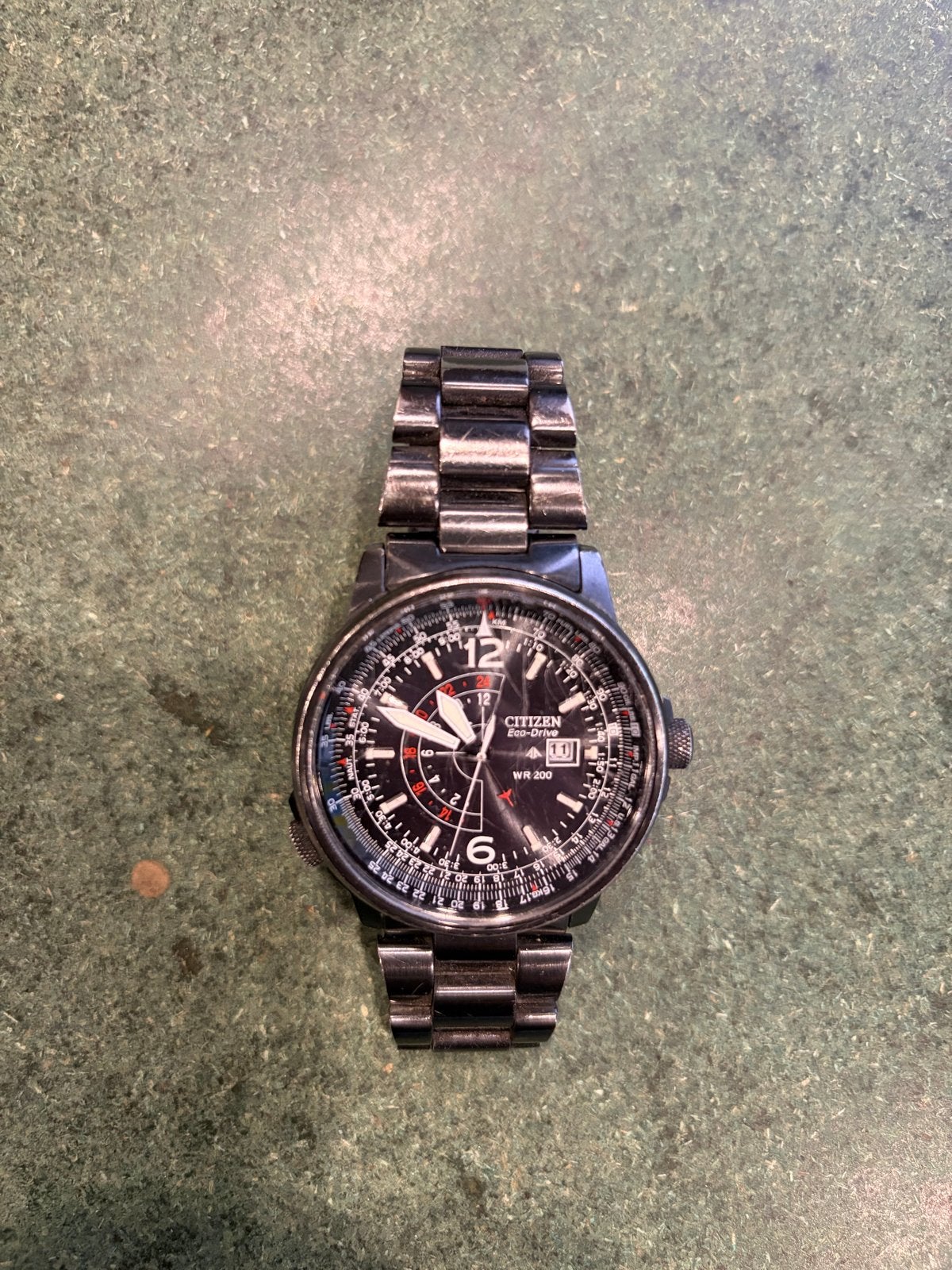 Citizen Eco-Drive WR 200 Herenhorloge - Night Hawk, Ophalen, Gebruikt, Staal, Polshorloge
