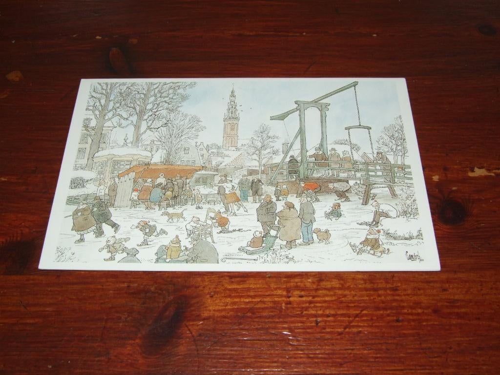485- CA. 10,5 X 16 CM. DUBBELKAART - JAN SANDERS, Verzamelen, Gebruikt, Verzenden, Voor 1940, Prent