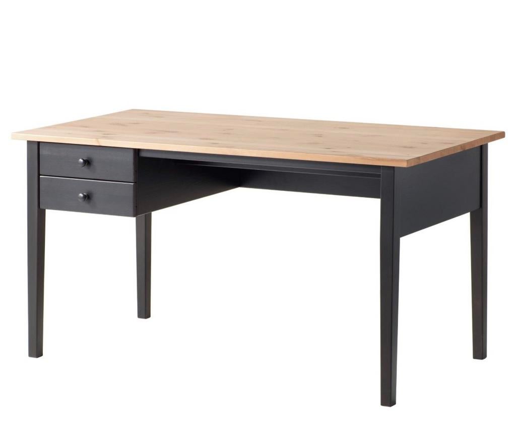 Ikea desk black and wood 140cm - as good as new, Ophalen, Zo goed als nieuw