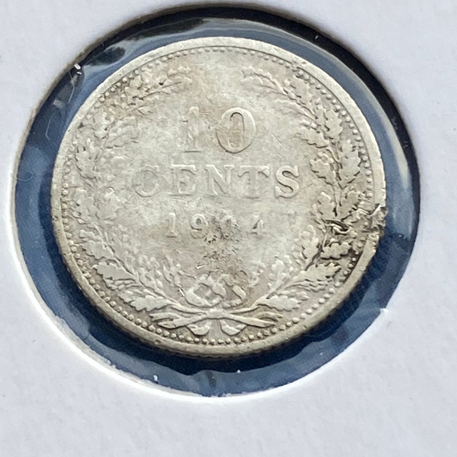 10 Cent zilver / Dubbeltje uit 1904 van Wilhelmina, Verzenden, Zilver, 10 cent, Koningin Wilhelmina