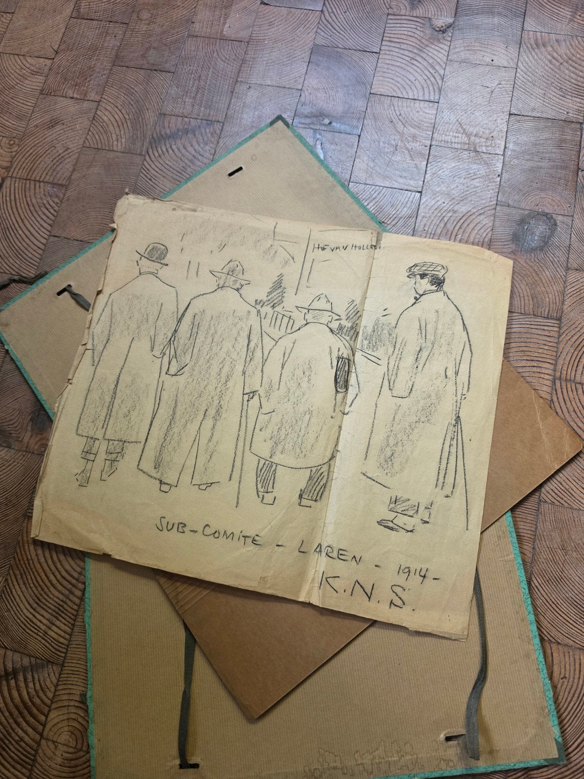Originele potloodtekening  Larense School 1914', Ophalen of Verzenden, Tekening, Potloodtekening, Origineel
