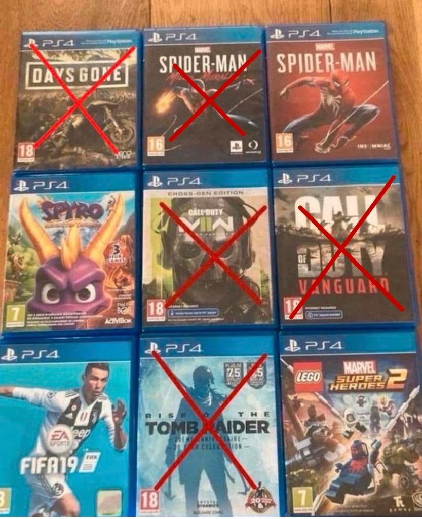 4 PS4 games: Spider-Man, Spyro, Fifa 19, LEGO Marvel Super H, Avontuur en Actie, Gebruikt, 1 speler, Ophalen of Verzenden