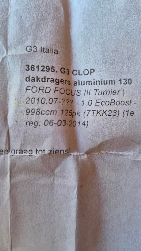 G3 Clop Aluminium Dakdragers Ford Focus III Tournier, Ophalen of Verzenden, Zo goed als nieuw