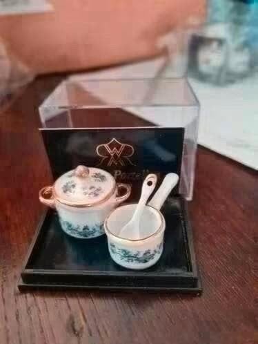 Reutter Porzellan Miniatuur Kookpot en Sauspan, Ophalen of Verzenden