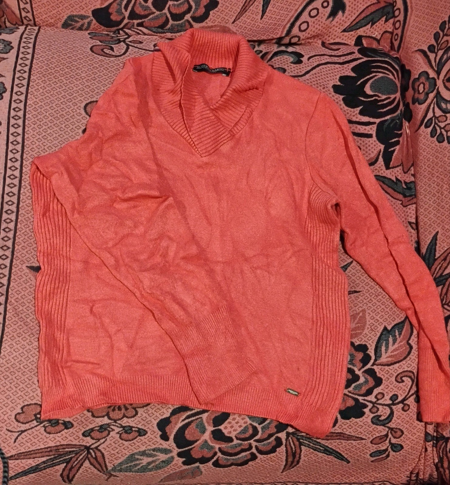 Roberto Sario trui met V-hals - Oranje - Maat M, Maat 38/40 (M), Oranje, Ophalen of Verzenden, Zo goed als nieuw