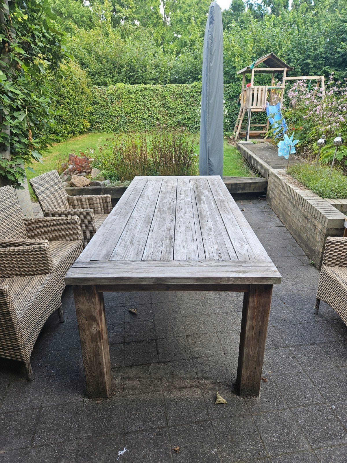 Tuintafel, Tuin en Terras, Tuintafels, Ophalen, Gebruikt, Rechthoekig, Hout