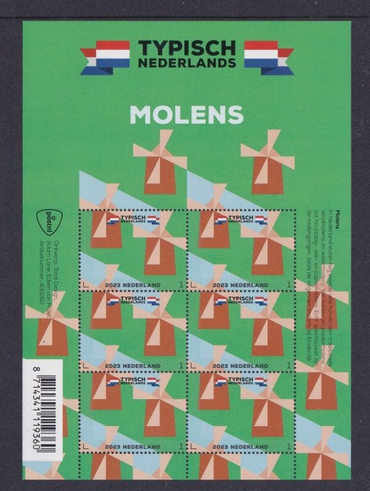 2023 Typisch Nederlands Vel Molens, Ophalen of Verzenden, Postfris