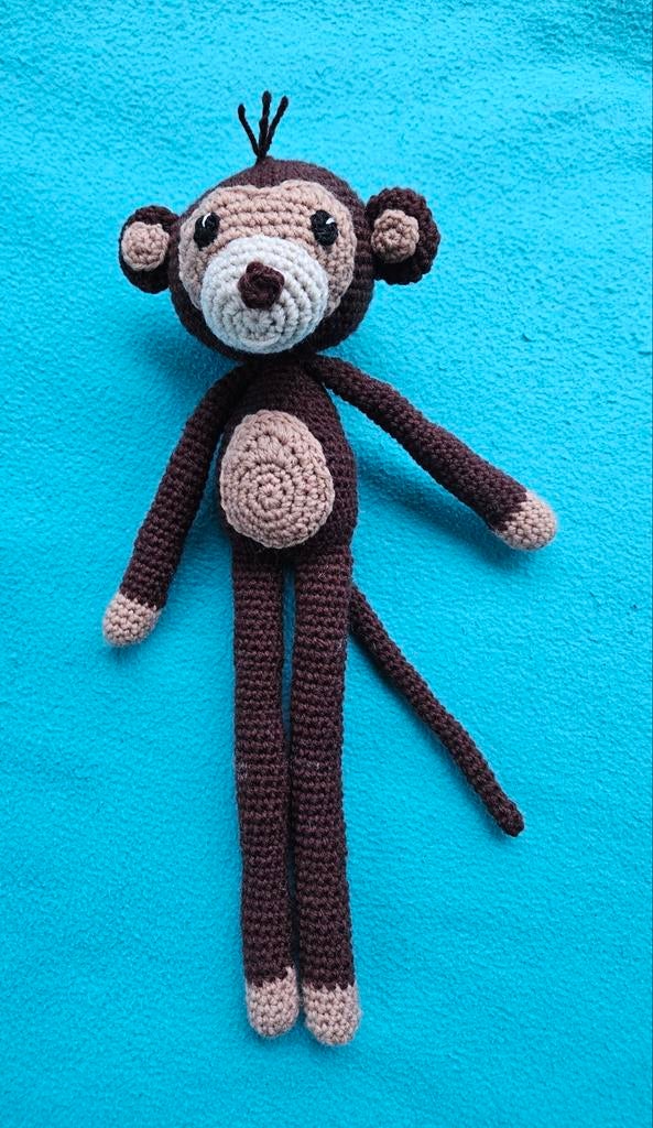 Leuke gehaakte aap knuffel met lange armen en benen, Kinderen en Baby's, Speelgoed | Knuffels en Pluche, Overige merken, Nieuw