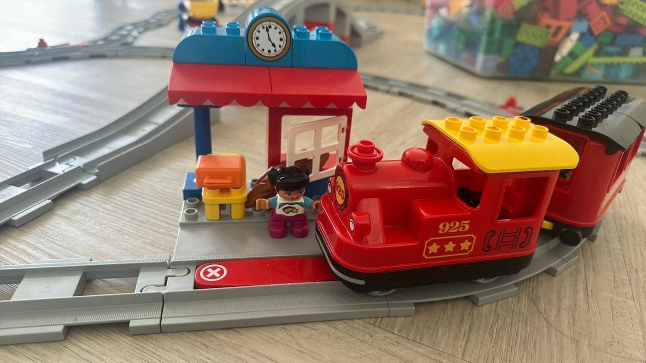 LEGO DUPLO Treinset met brug, rails en veel extra's, Ophalen, Gebruikt, Duplo, Complete set