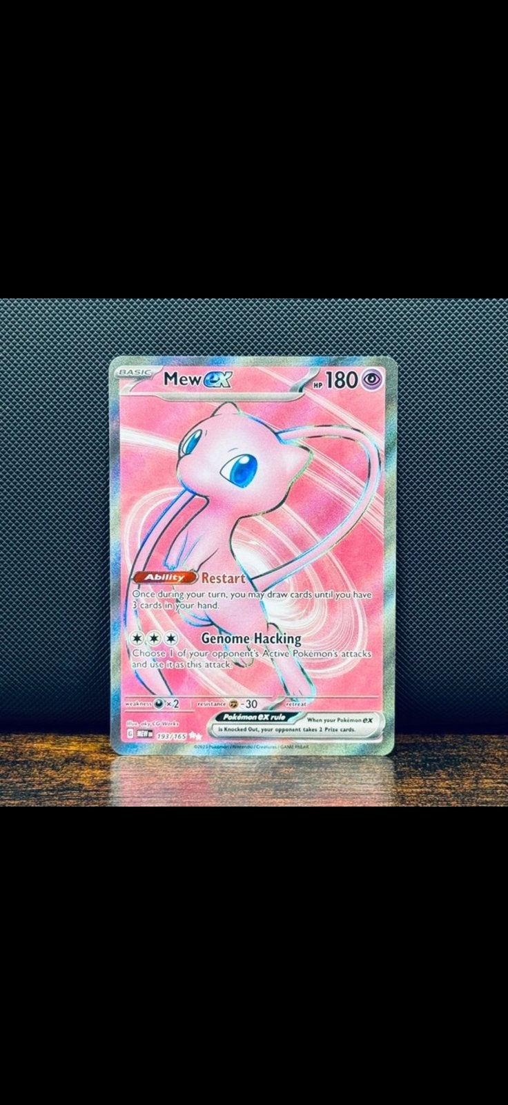 Mew ex 193/165 Pokémon kaart (Near Mint), Ophalen of Verzenden, Zo goed als nieuw, Losse kaart, Foil
