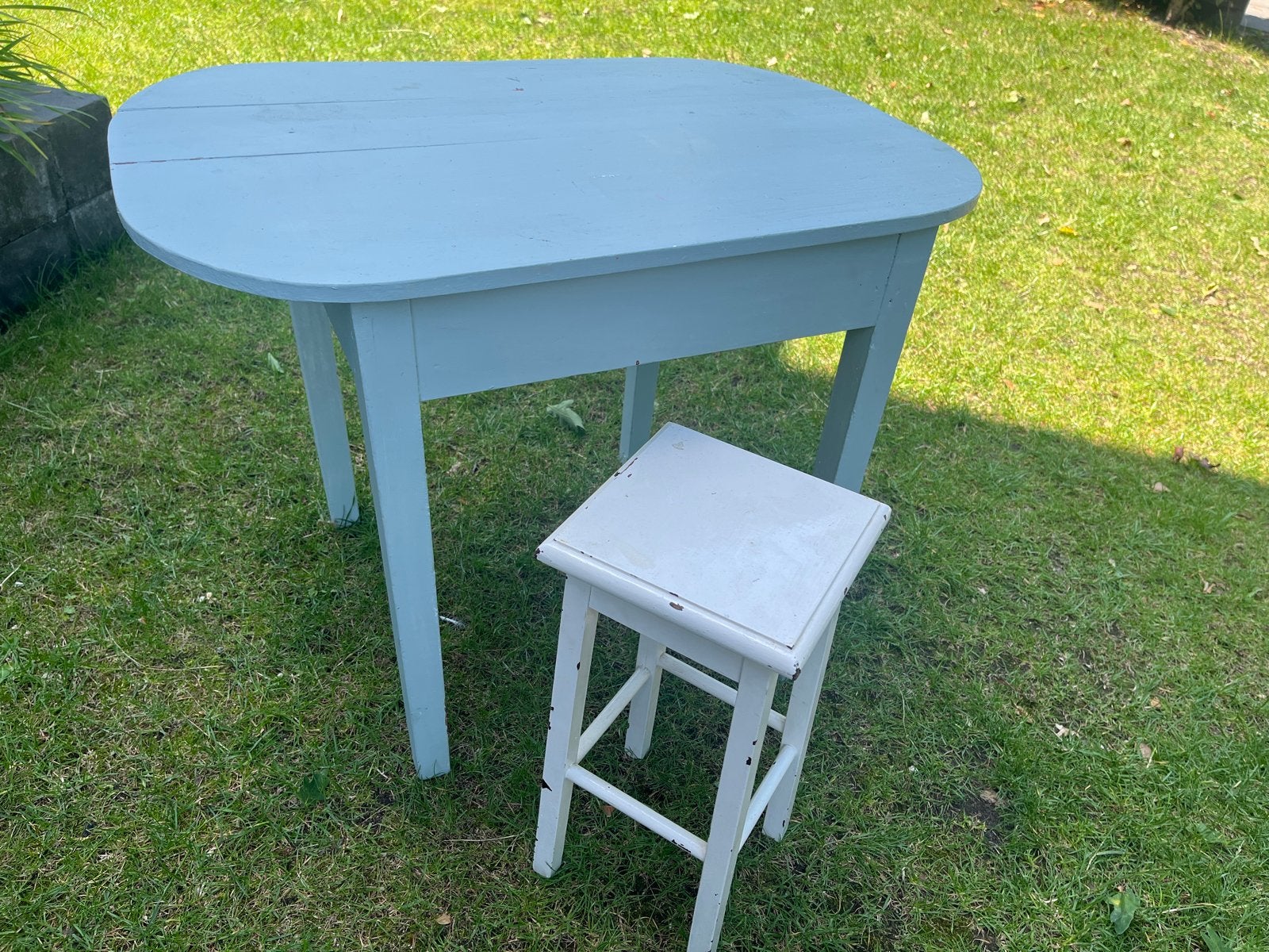 Brocante Frans tafeltje / kindertafeltje met krukje, Antiek en Kunst, Ophalen