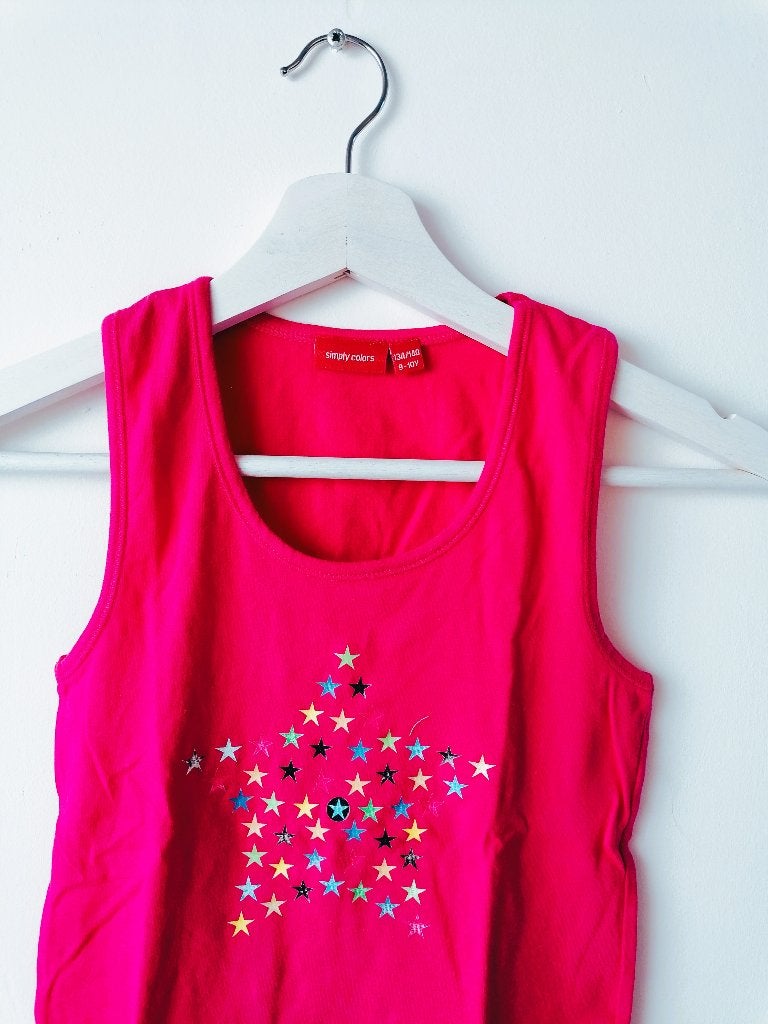 Simply Colors roze fuchsia halter singlet hemdje, 134/140, Meisje, Ophalen of Verzenden, Zo goed als nieuw, Shirt of Longsleeve