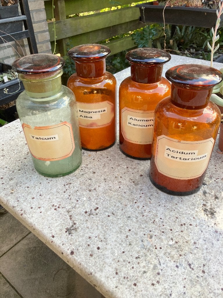 Apothekersflessen, 4 stuks., Huis en Inrichting, Ophalen of Verzenden, Gebruikt, Glas