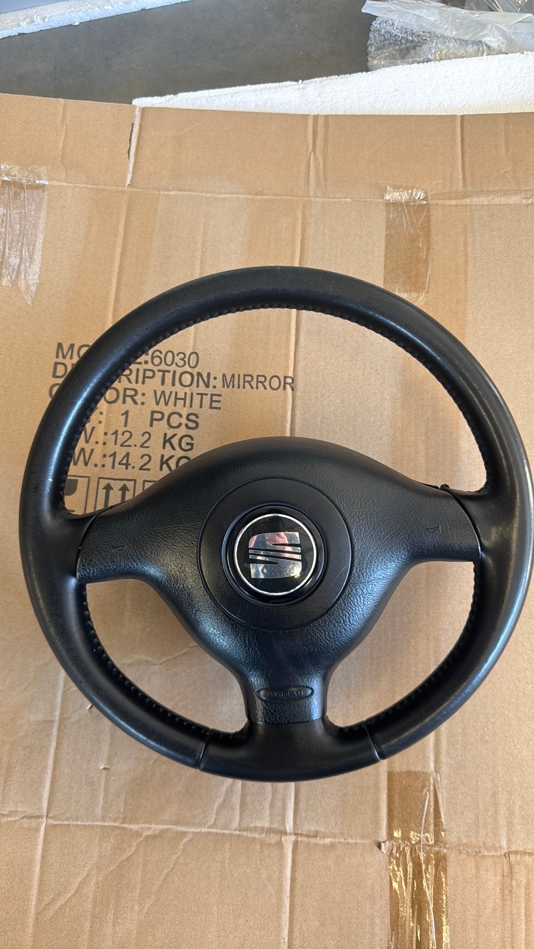 Lederen stuur seat 3 spaaks met airbag, Auto-onderdelen, Gebruikt, Seat, Ophalen of Verzenden, Seat