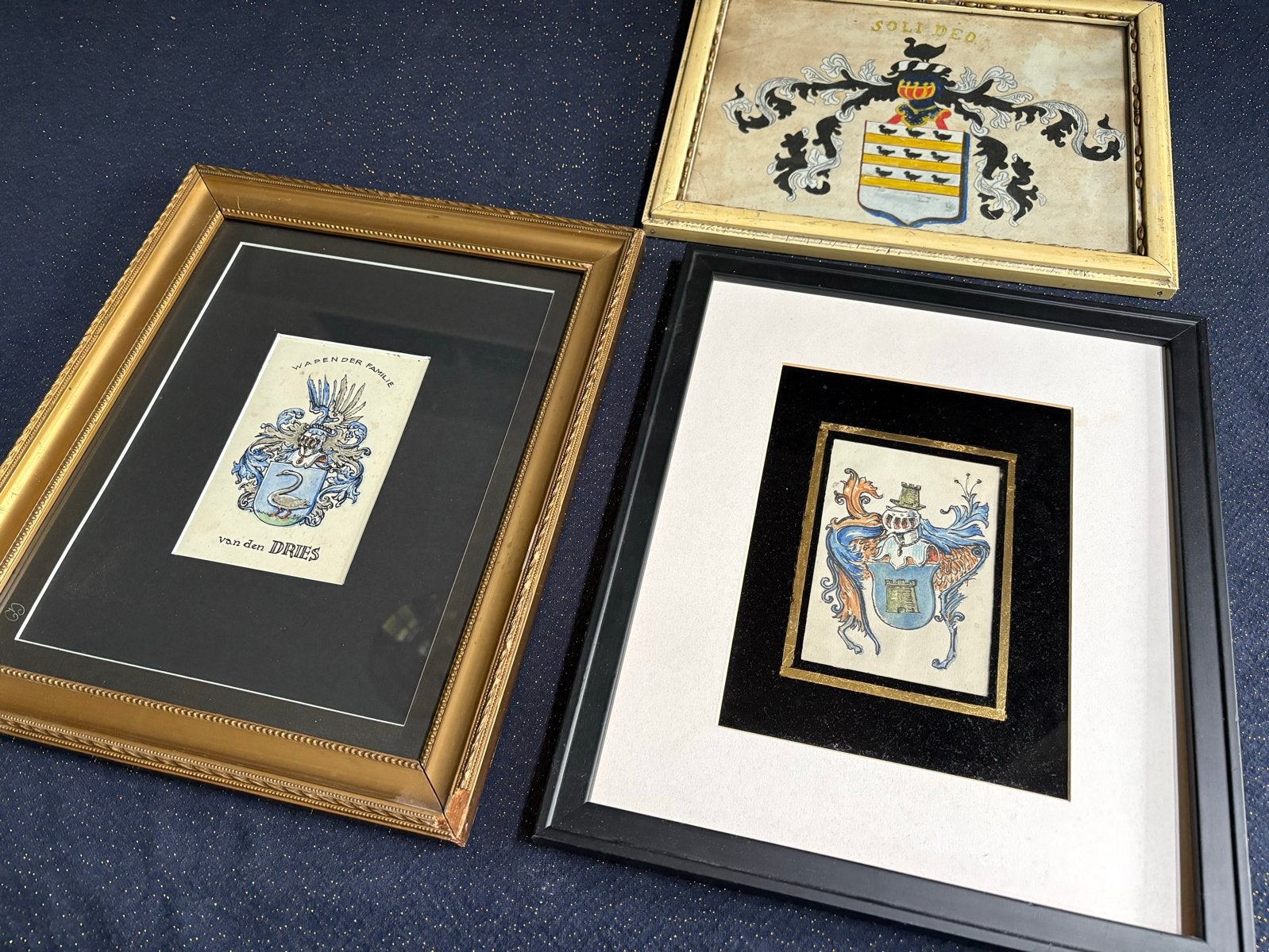 Antieke Familiewapens / Heraldiek in Lijsten, Ophalen of Verzenden
