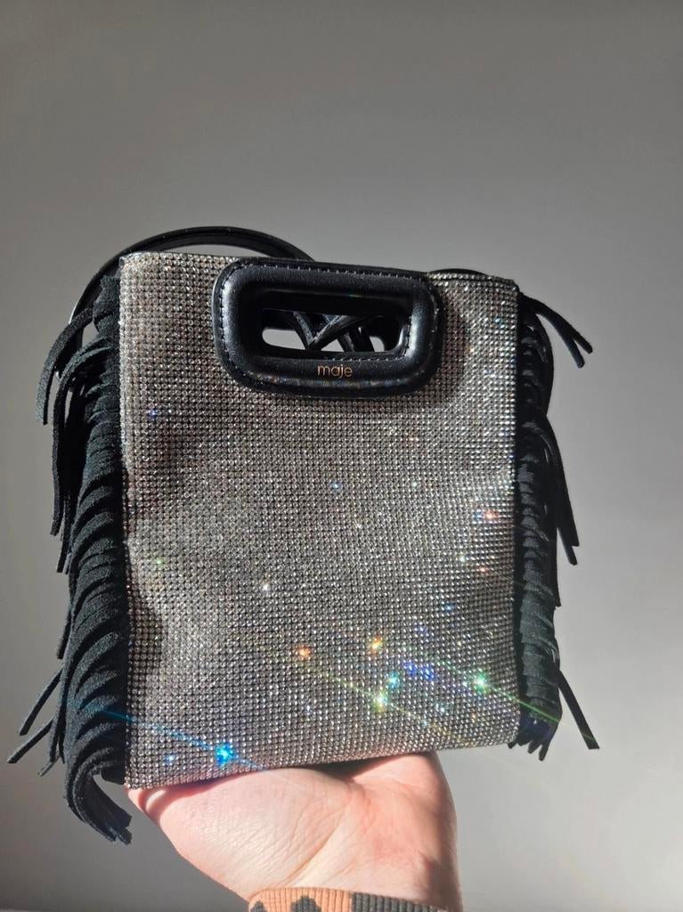 Maje mini M Bag met franjes en strass glitter nieuw, Sieraden, Tassen en Uiterlijk, Tassen | Damestassen, Ophalen of Verzenden