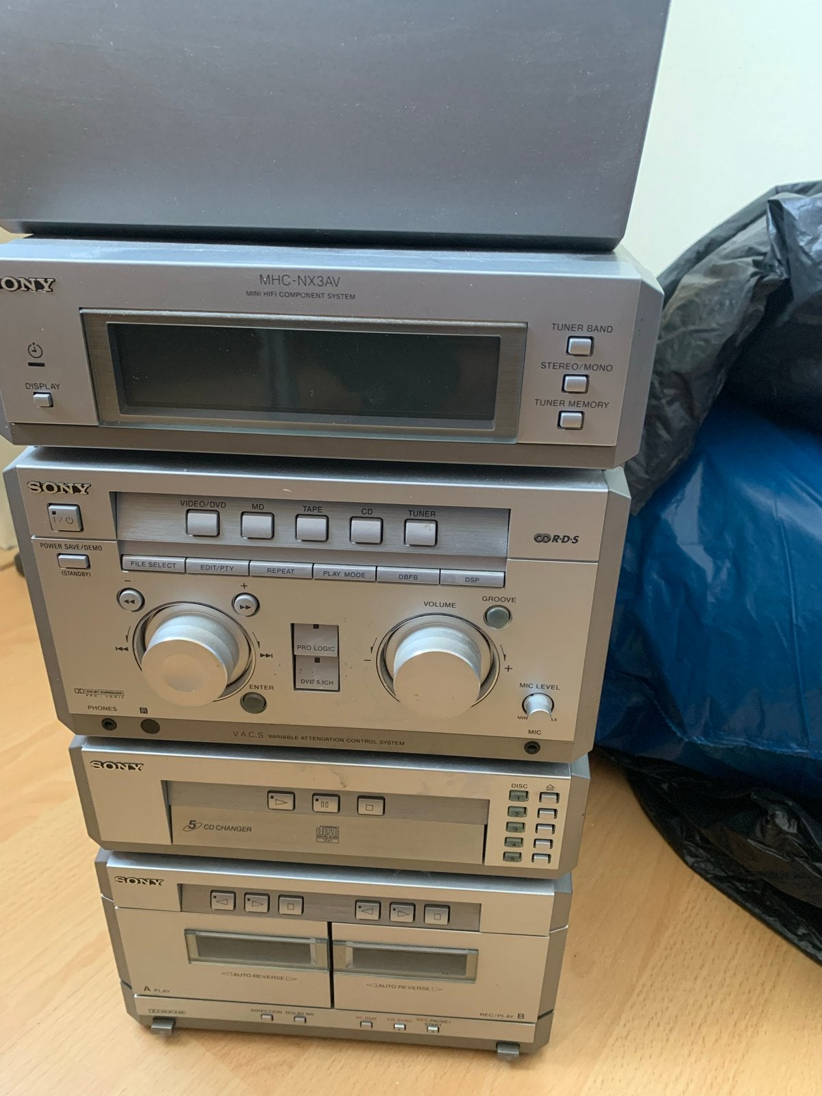 Sony MHC-NX3AV Stereo Set met Speakers en Afstandsbediening, Gebruikt, Cassettedeck, Sony, Losse componenten