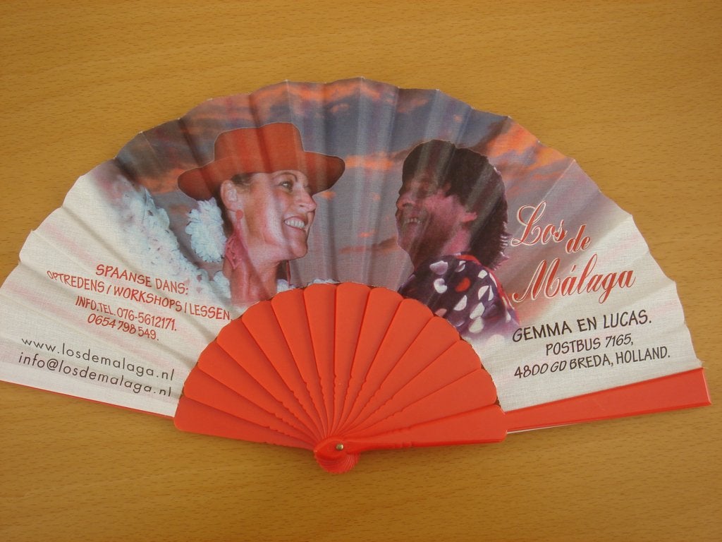 Flamenco waaier–Abanicos met afbeelding van vogel op een tak, Ophalen of Verzenden, Zo goed als nieuw, Overige typen, Overige
