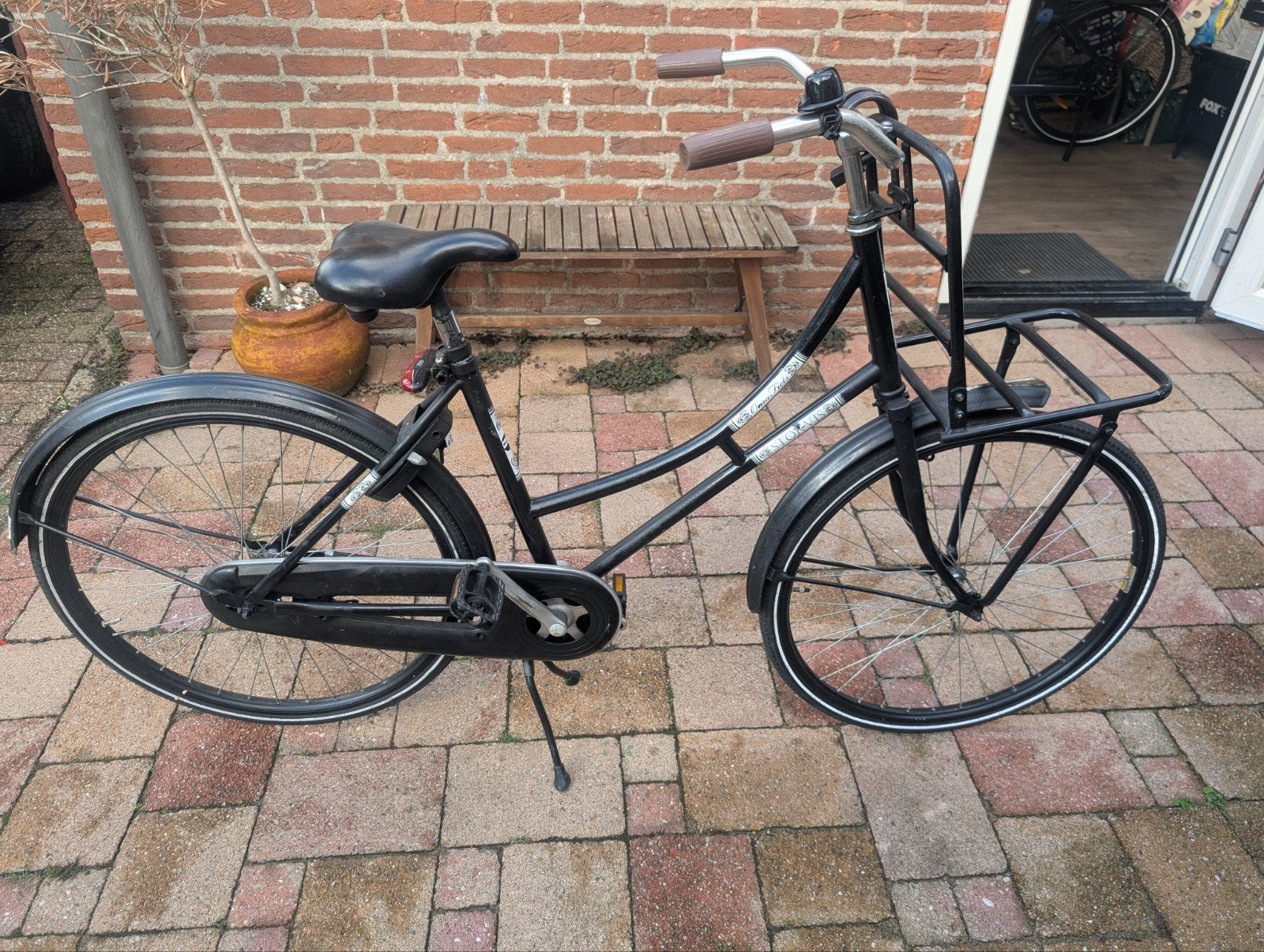 Fiets Stokvis omafiets zwart 26 inch, Ophalen, Terugtraprem, Gebruikt, Stokvis