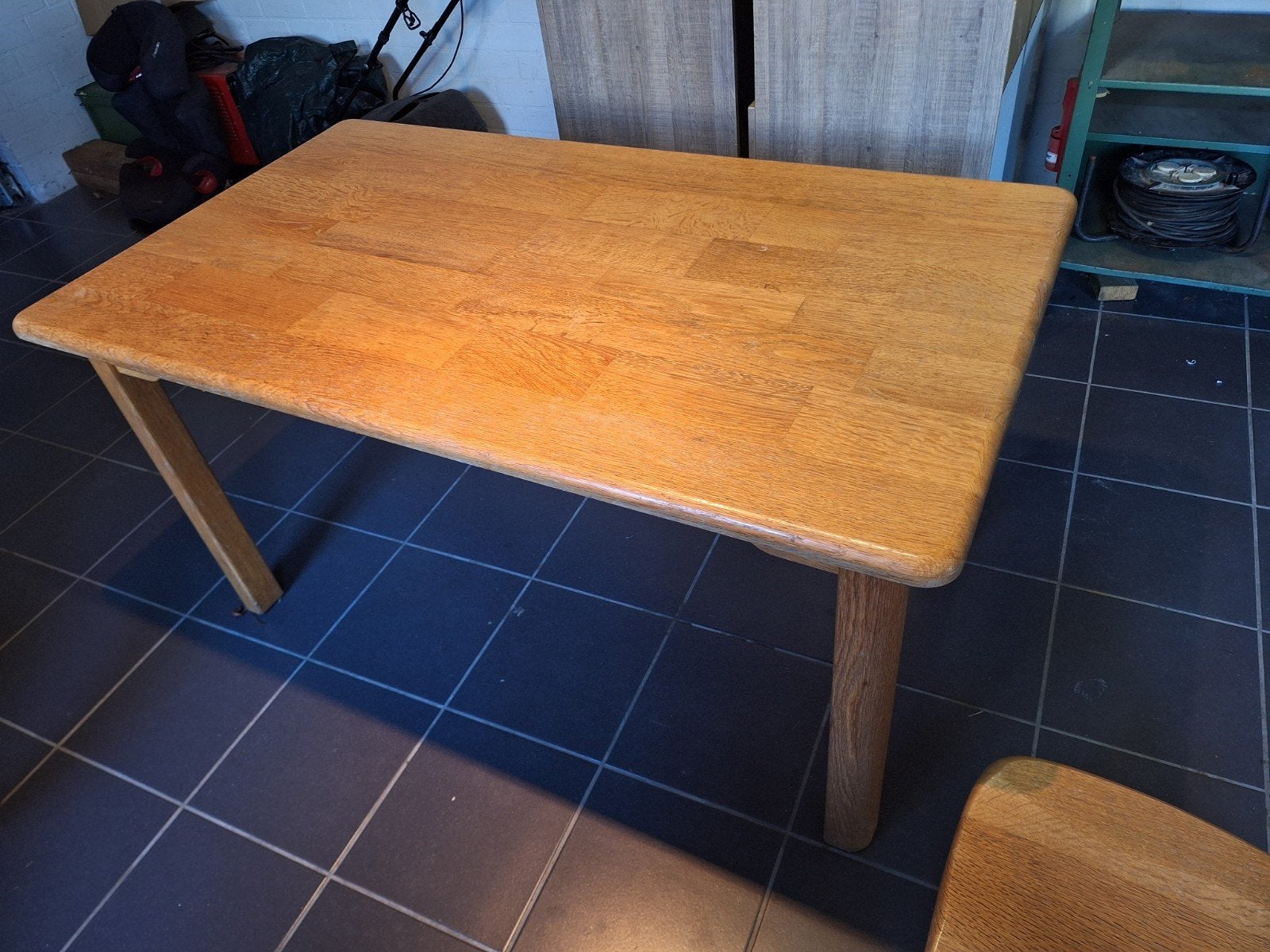 eiken tafel plus stoelen, Ophalen, Gebruikt, 100 tot 150 cm, Eikenhout