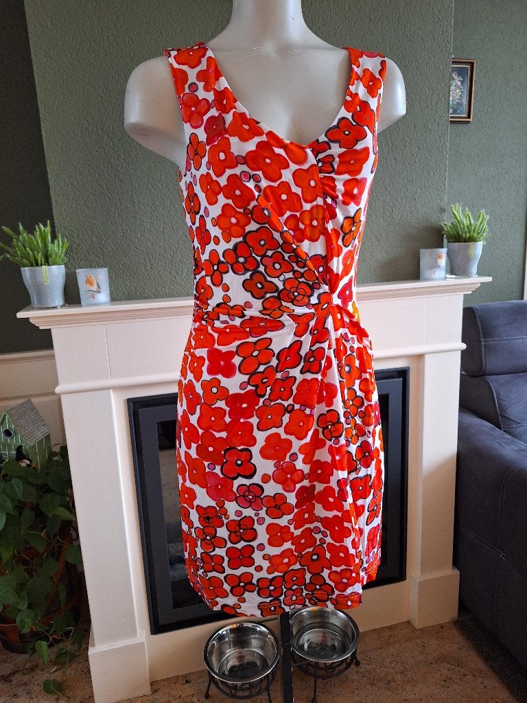 Giovane San Martino rode bloemen jurk 36 S, Kleding | Dames, Verzenden, Zo goed als nieuw, Knielengte, Maat 36 (S)