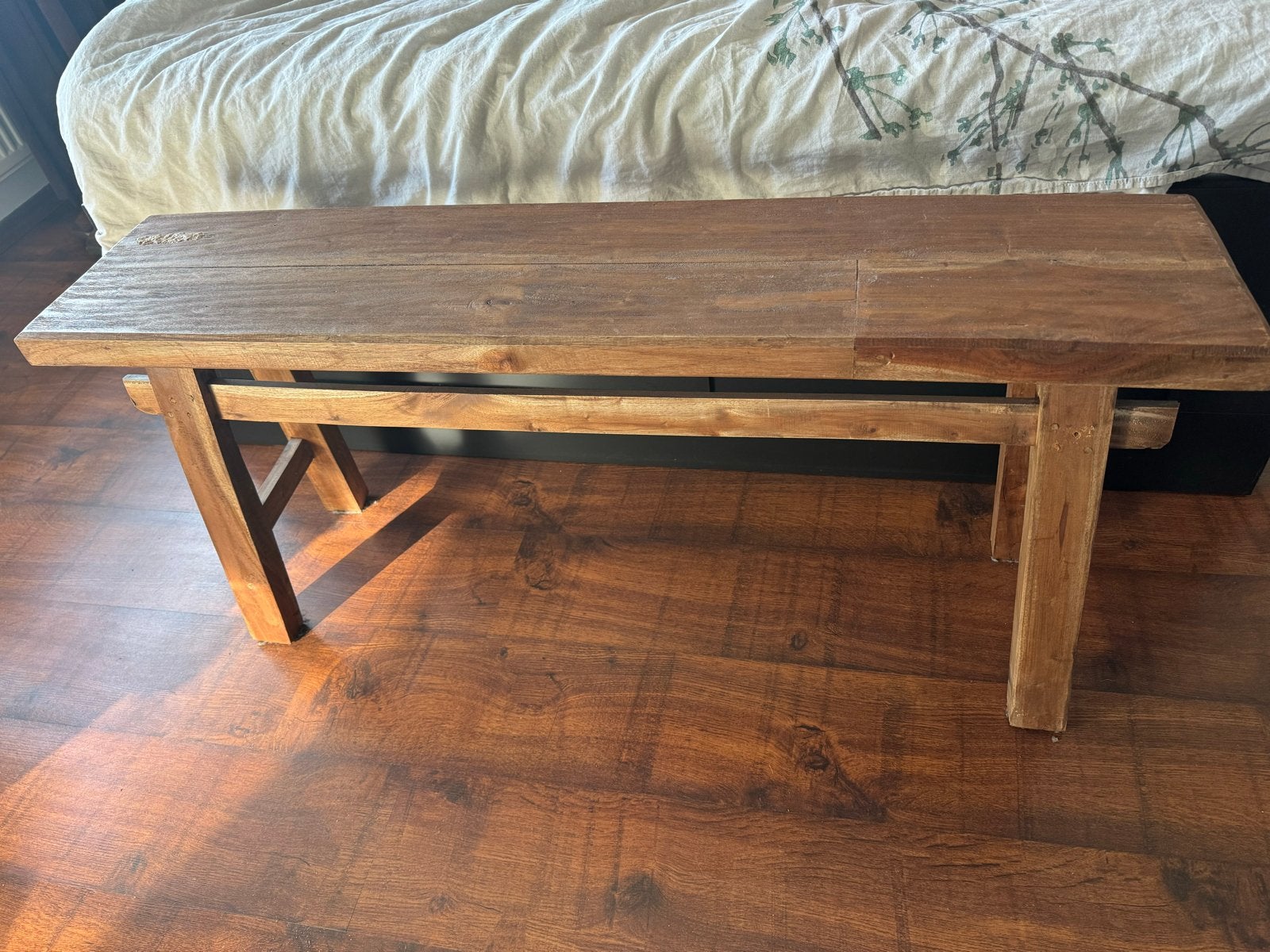 Houten bankje van gerecycled hout - Xenos, Huis en Inrichting, Ophalen, Gebruikt, Bruin, Eén