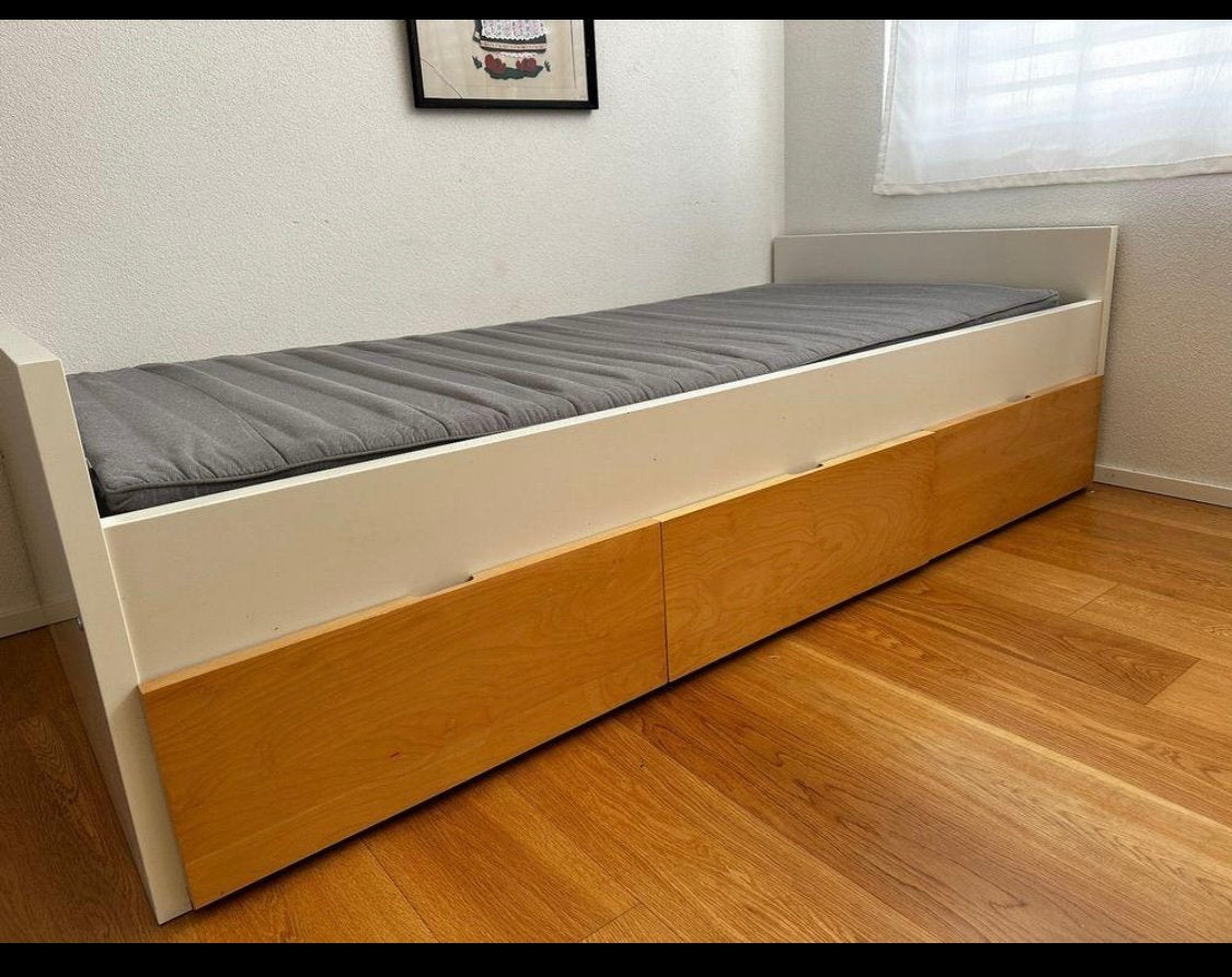 Ikea Brekke bed, gebruikt., Huis en Inrichting, Slaapkamer | Bedden, Ophalen, 90 cm, Eenpersoons, Wit