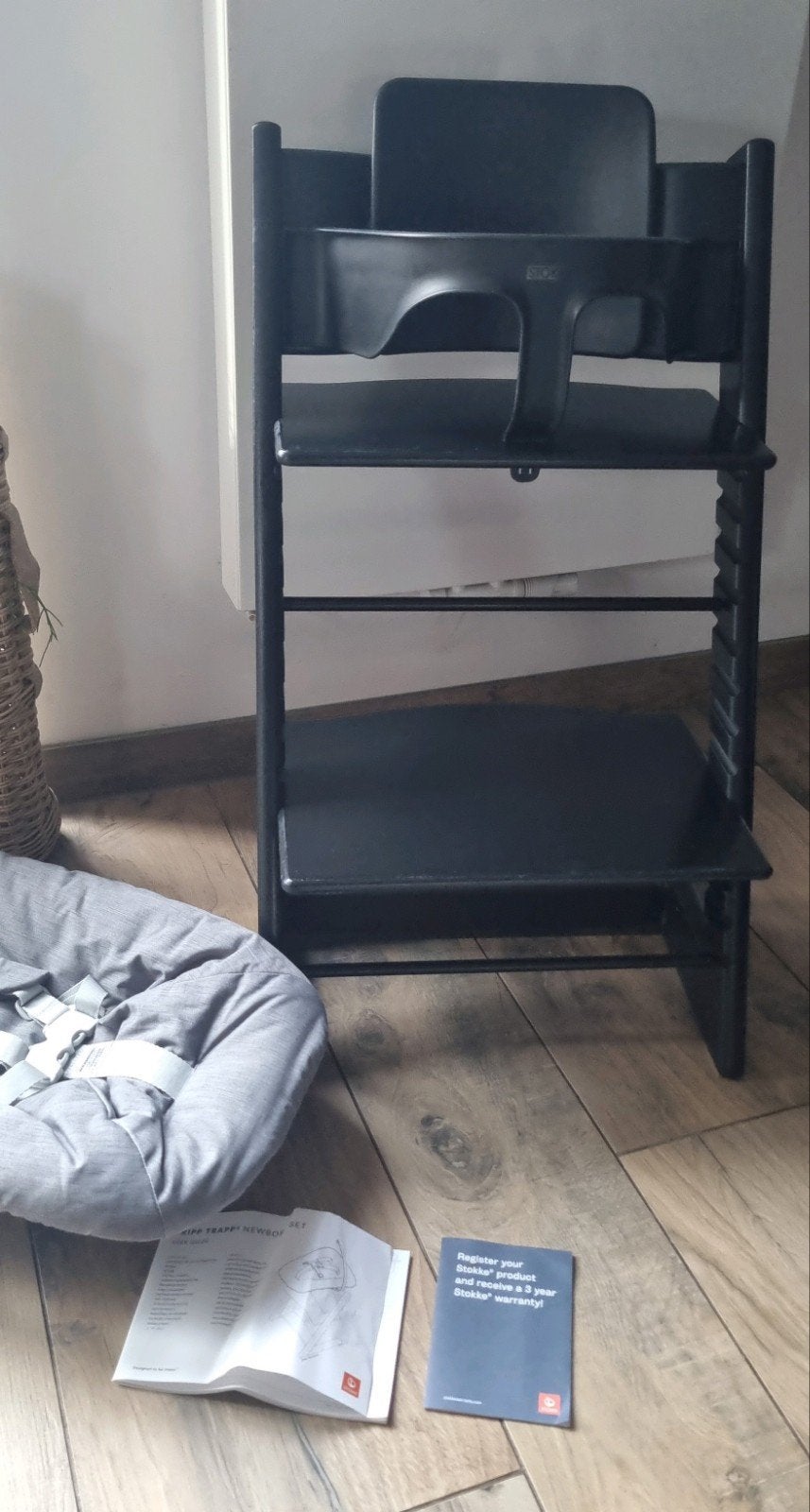 complete set Stokke tripp trapp kinderstoel zwart, Ophalen of Verzenden, Zo goed als nieuw, Meegroeistoel, Gordel(s)