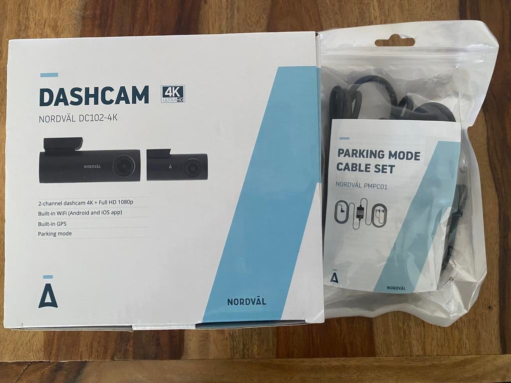 Nordval Dashcam + Parking cable set Brand new, never unboxed, Auto diversen, Dashcams, Nieuw, Ophalen of Verzenden