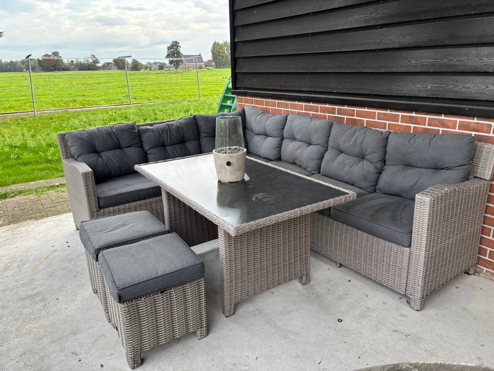 Garden Collections loungeset met hoge eettafel, Ophalen, Kunststof, Gebruikt, Bank