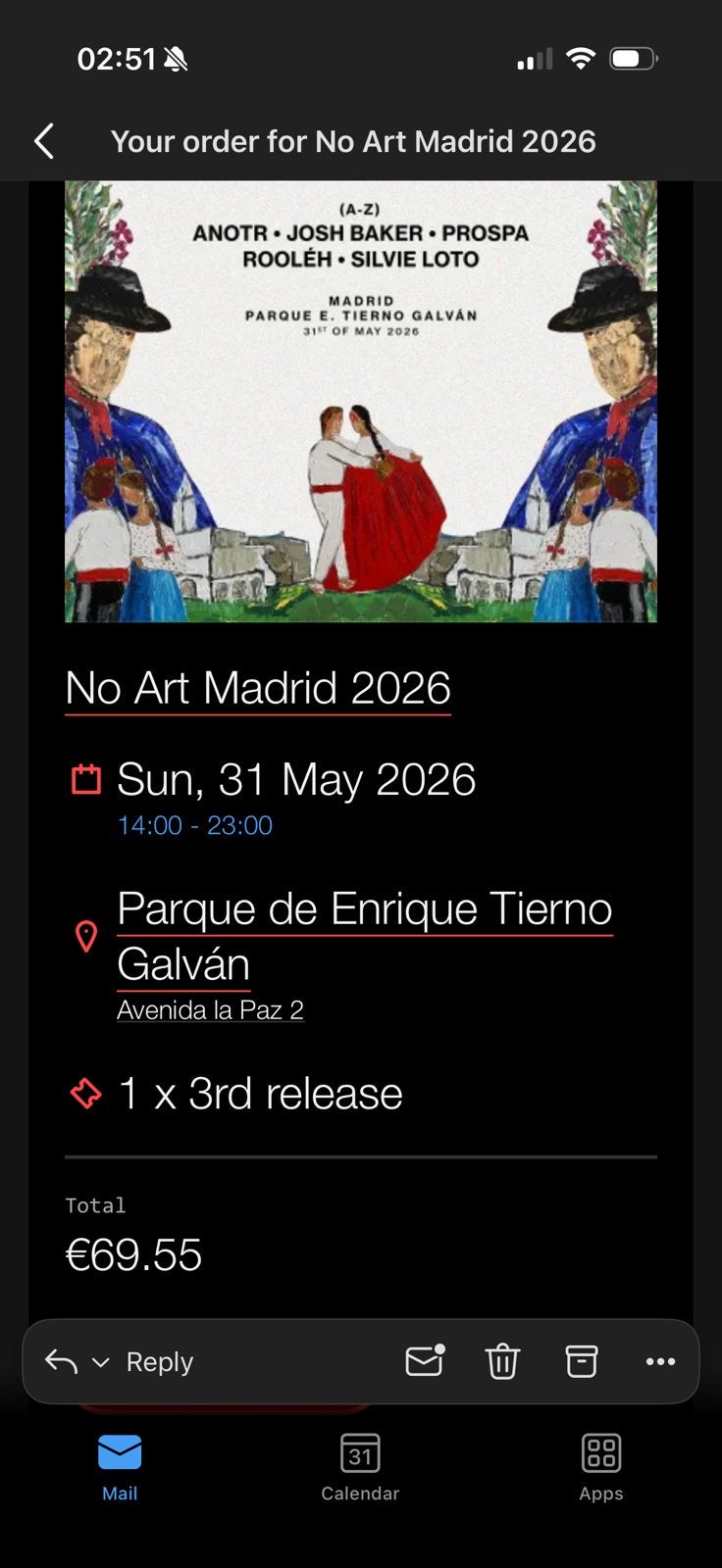 Gratis No Art Ticket Madrid, Tickets en Kaartjes, Evenementen en Festivals, Eén persoon