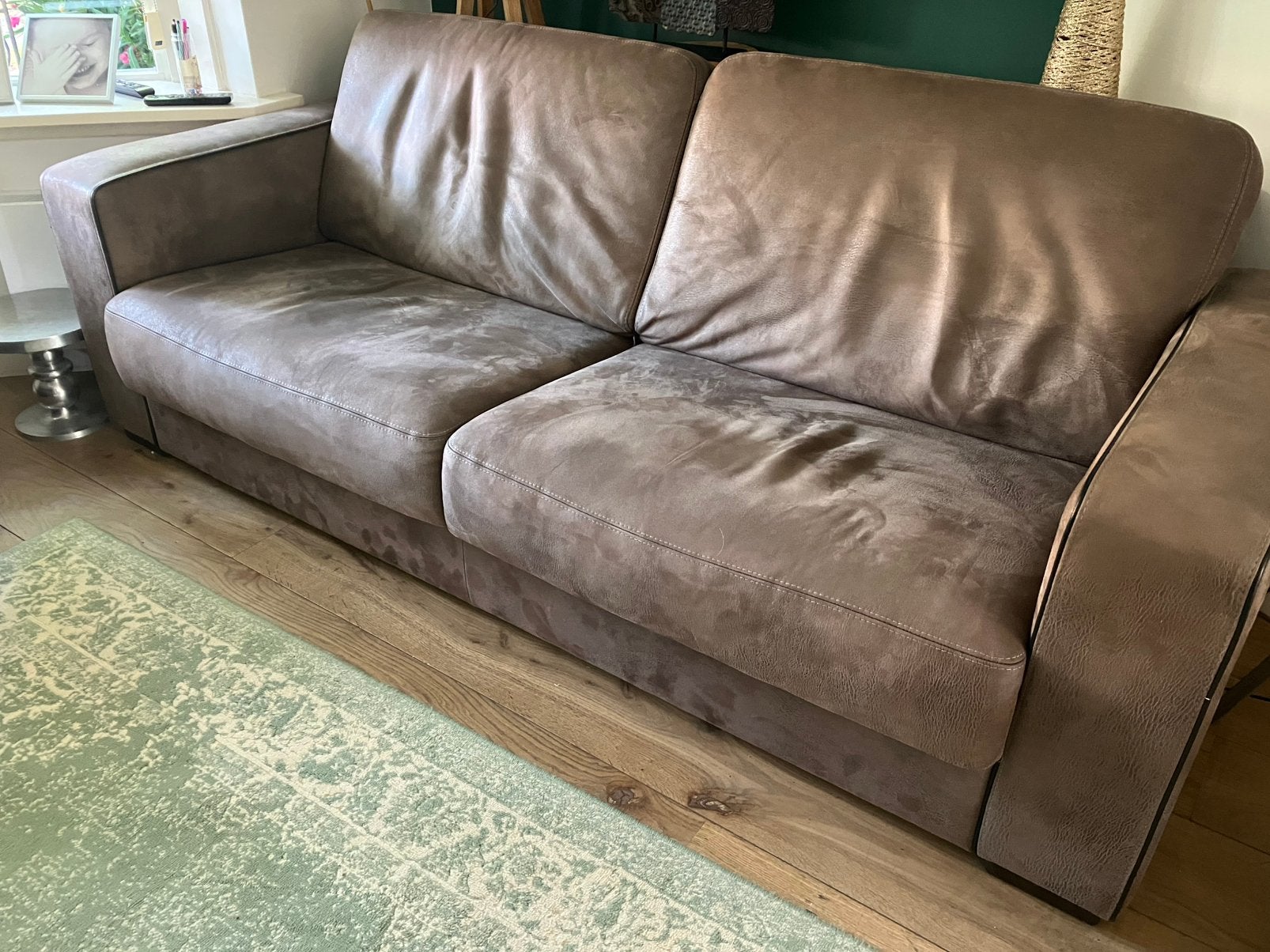 2,5 zits bank met hocker, Ophalen, Driepersoons, 75 tot 100 cm, Zo goed als nieuw